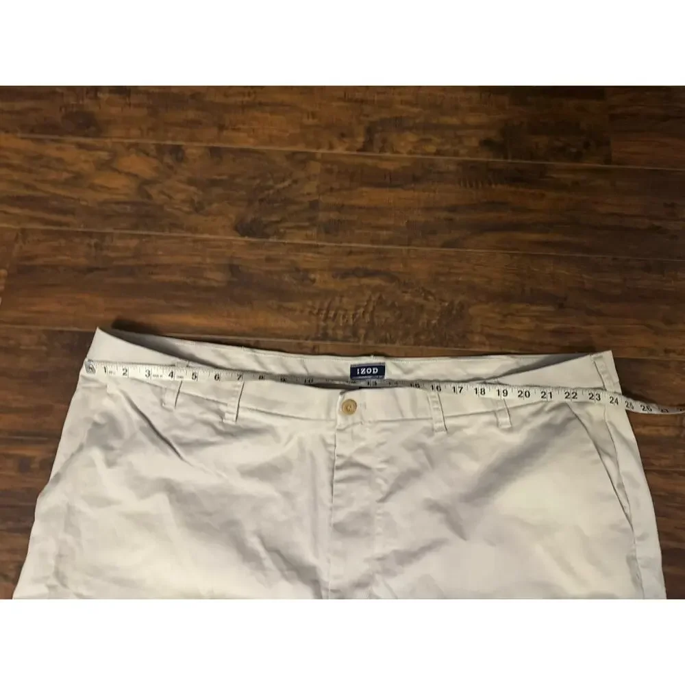 IZOD Big & Tall Performance Stretch Non-Iron Pleated Pants Men’s 50x32 Tan Khaki
